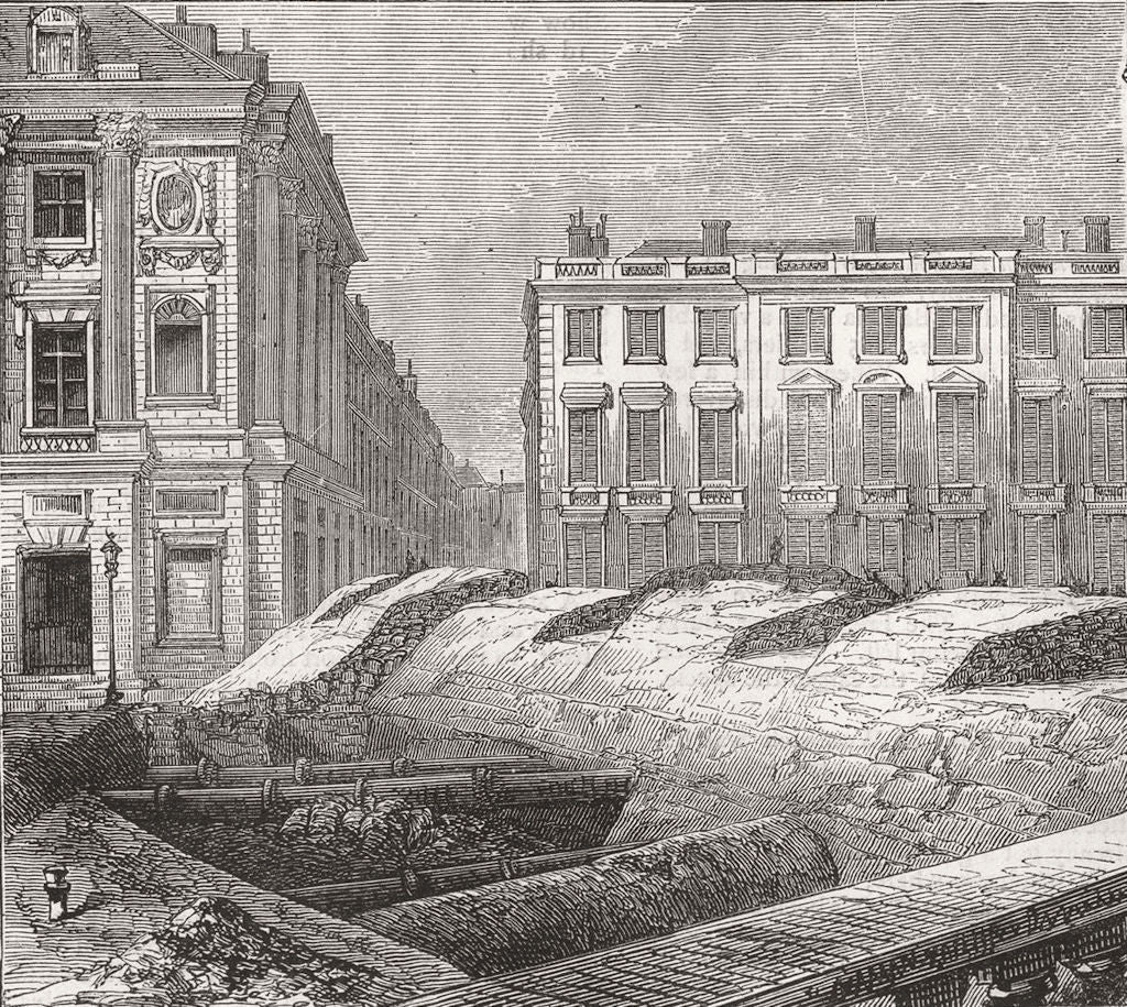 PARIS COMMUNE. Barricade at place De La Concorde & Rue St Florentin 1871 print